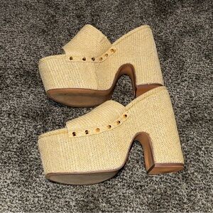Stylish Tan Studded Platform Heels